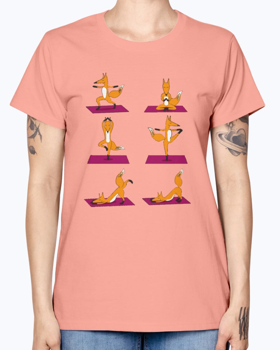 Gildan Ladies Missy T-Shirt 16 colors FOX YOGA LOVE