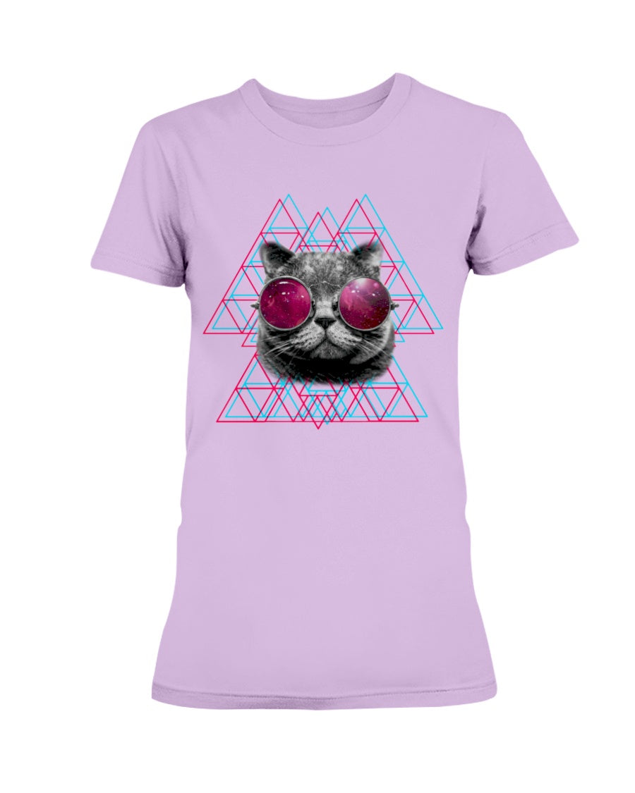 Gildan Ladies Missy T-Shirt 3D Cat in Space