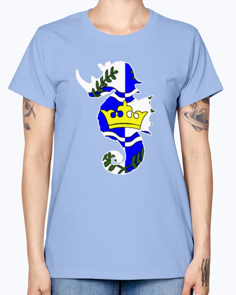 Gildan Ladies Missy T-Shirt Atlantia heraldic rhino seahorse