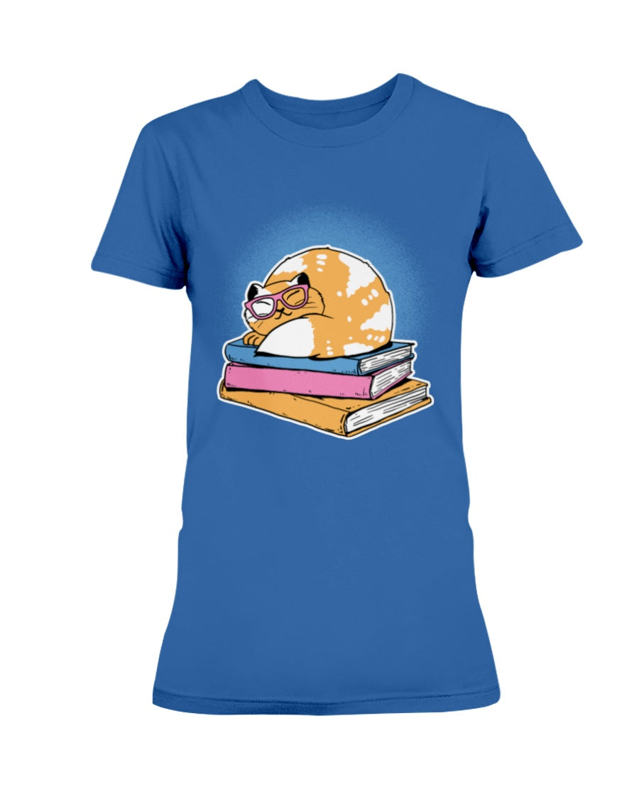 Gildan Ladies Missy T-Shirt Cat and Books