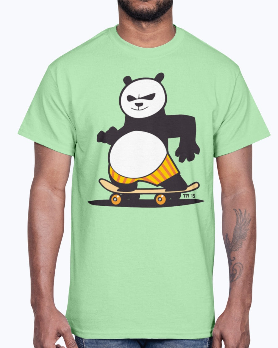 Men's Gildan Ultra Cotton T-Shirt Light Сoloros Skate Panda Kids&apos