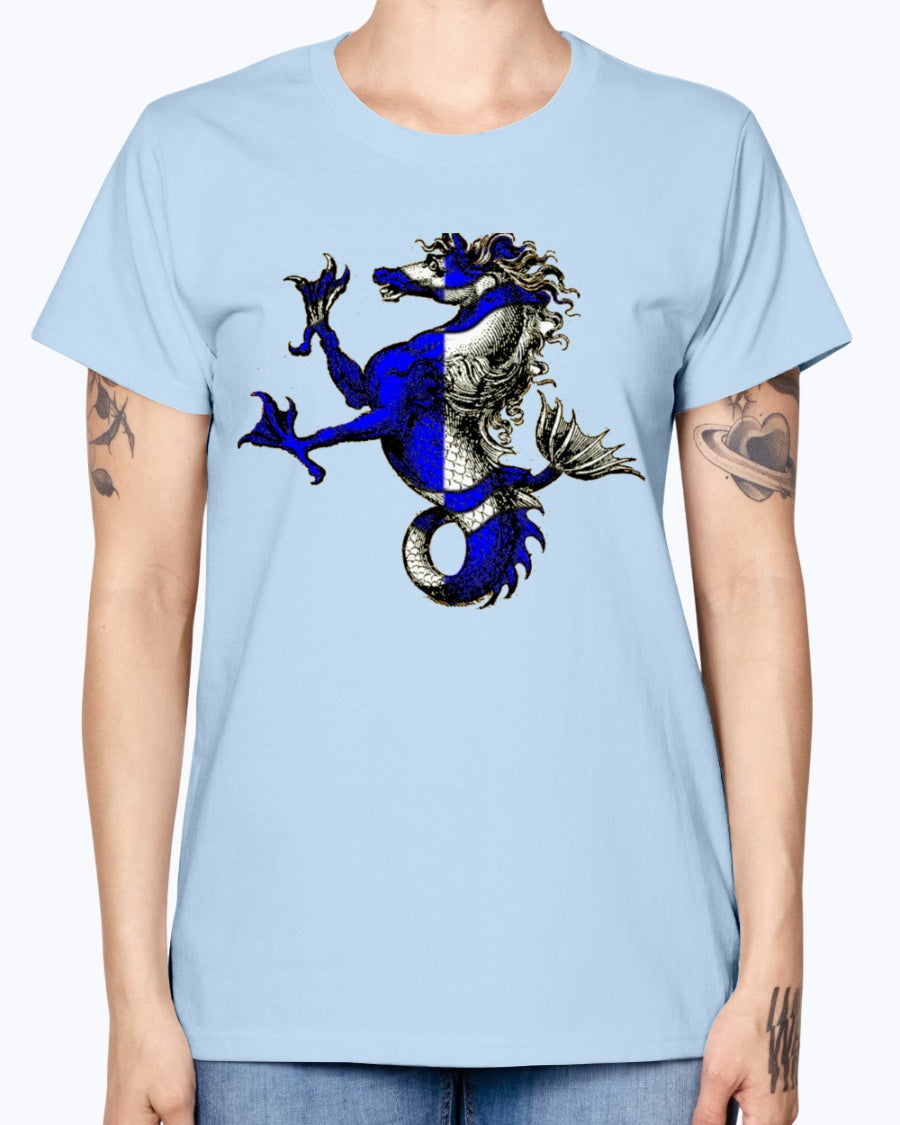 Gildan Ladies Missy T-Shirt Atlantia heraldic seahorse
