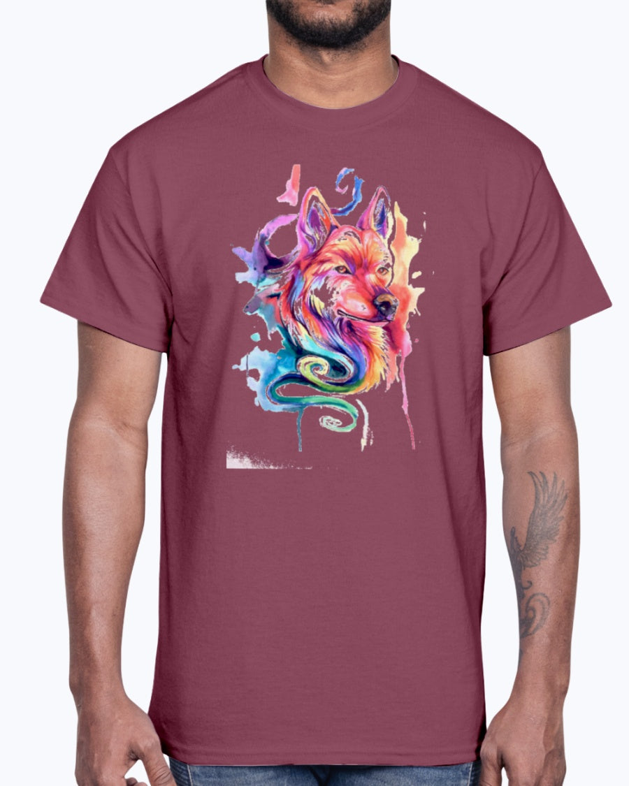 Men's Gildan Ultra Cotton T-Shirt 12 Dark colors I Am Wolf !