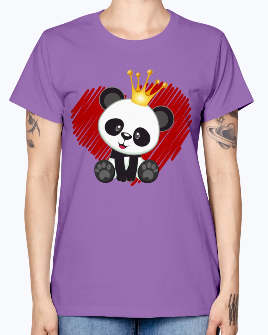Gildan Ladies Missy T-Shirt. Cute panda love.