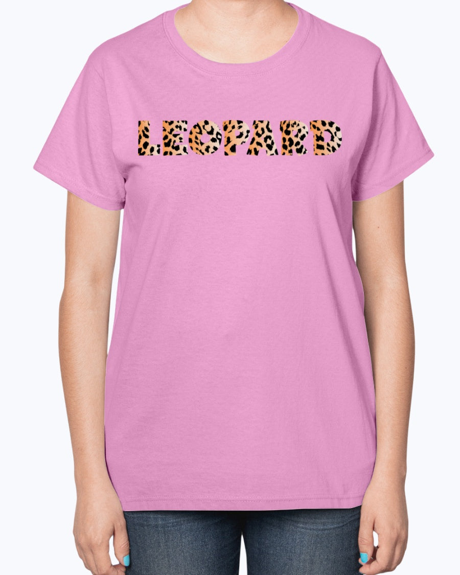 Gildan 2000L Ultra Cotton Ladies T-Shirt 13 colors Dark. Leopard Typography 2