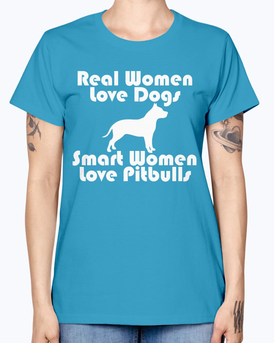 Gildan Ladies Missy T-Shirt Smart women love pitbulls copy