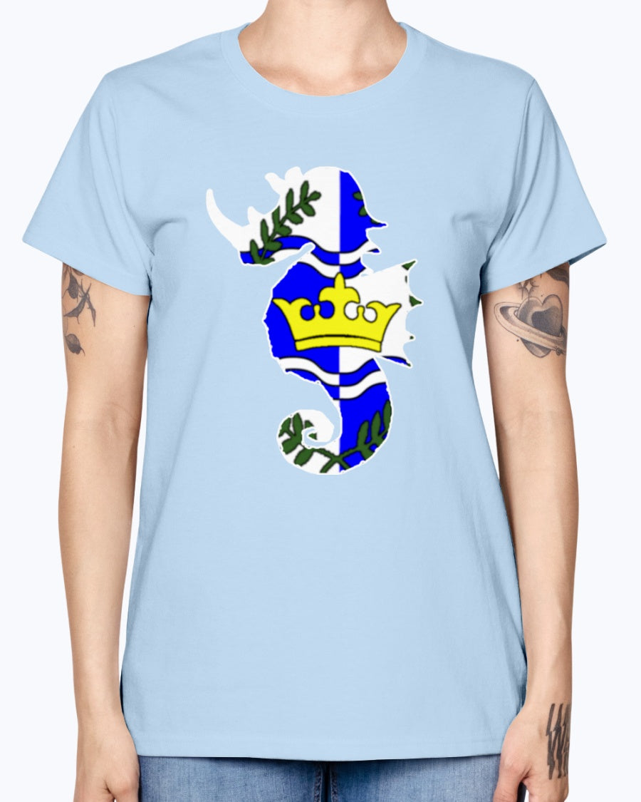 Gildan Ladies Missy T-Shirt Atlantia heraldic rhino seahorse