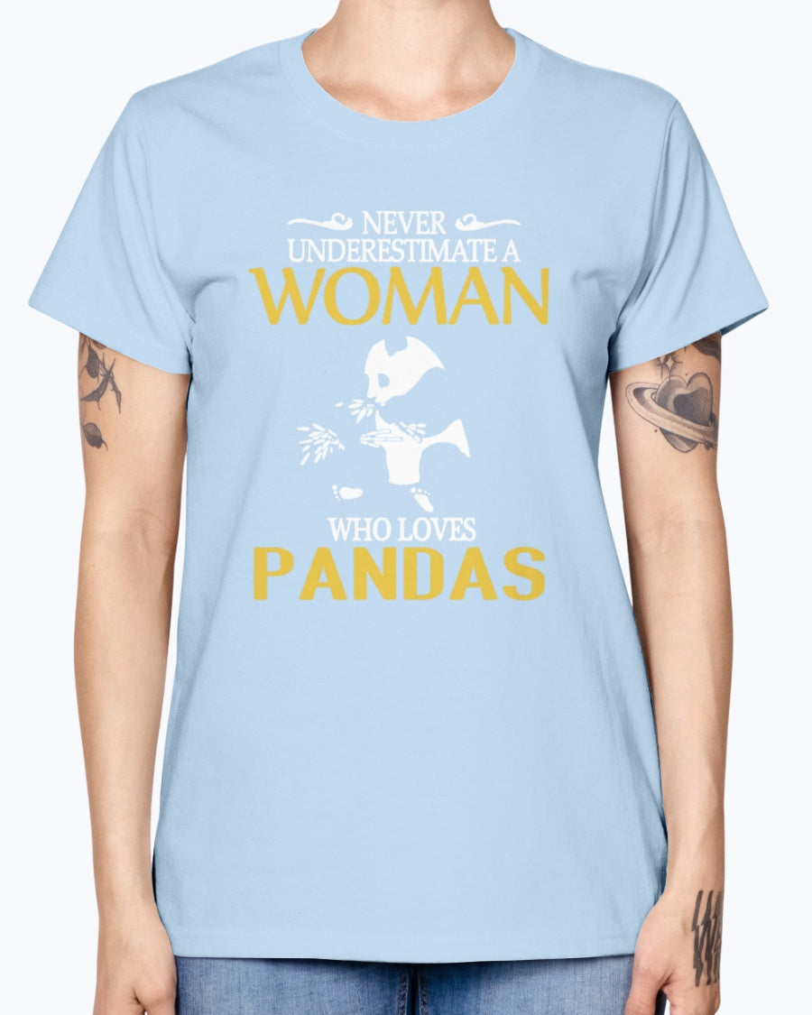 Gildan Ladies Missy T-Shirt . Women Pandas Shirt