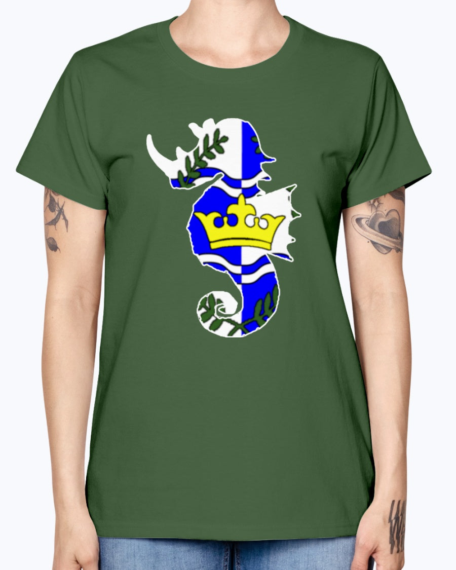 Gildan Ladies Missy T-Shirt Atlantia heraldic rhino seahorse