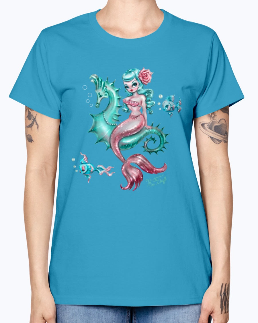 Gildan Ladies Missy T-Shirt. Mysterious Mermaid Tanks