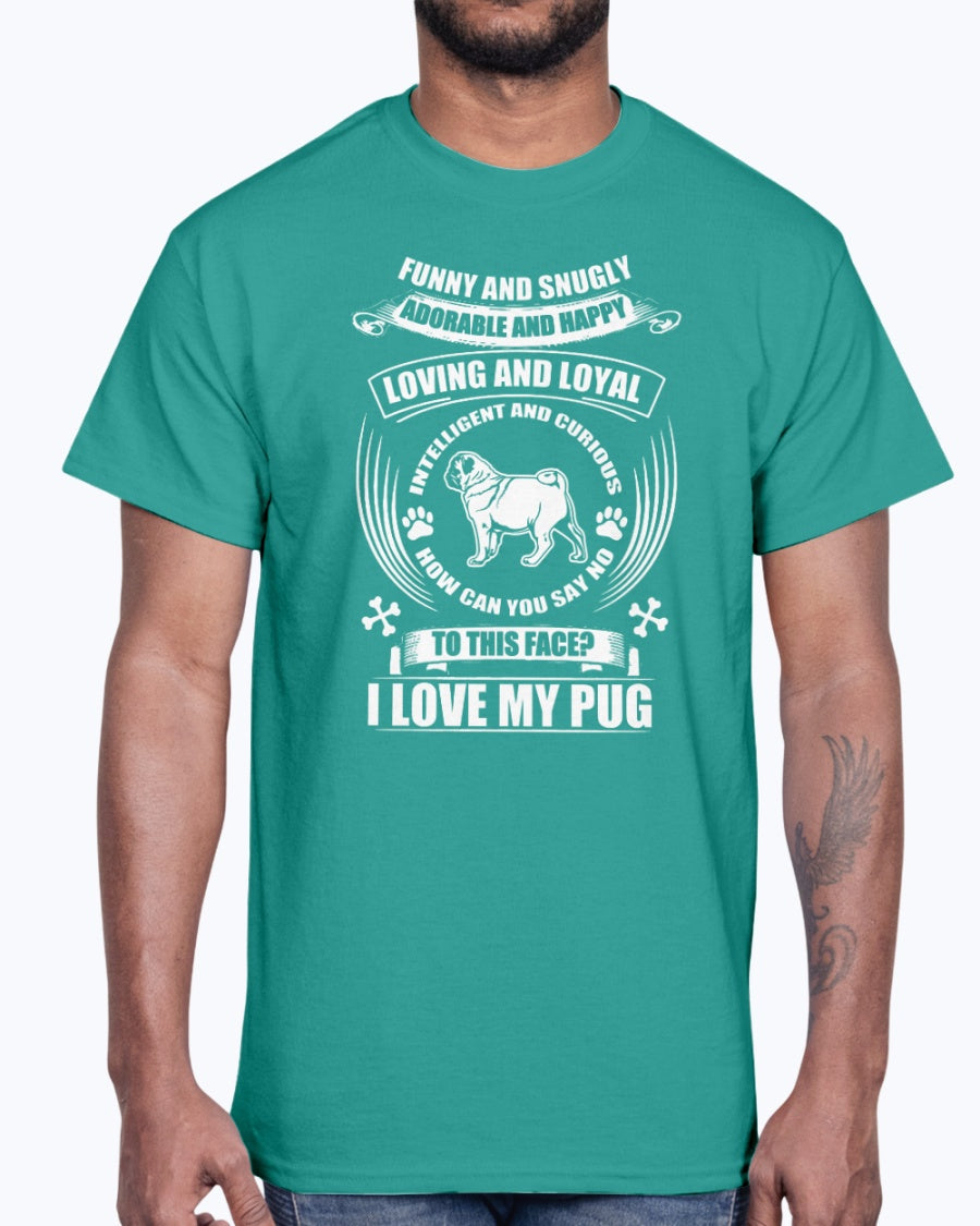 Men's Gildan Ultra Cotton T-Shirt I love my pug