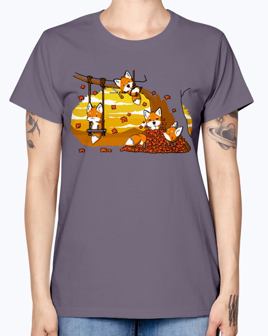 Gildan Ladies Missy T-Shirt 16 colors Fall Fox Fun