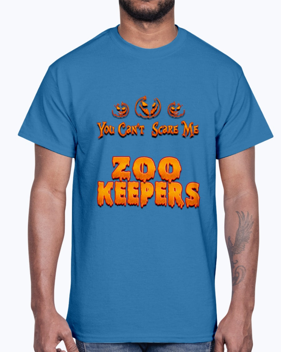 Men's Gildan Ultra Cotton T-Shirt .You Can't Scare Me I Am A Zoo Keepers Halloween