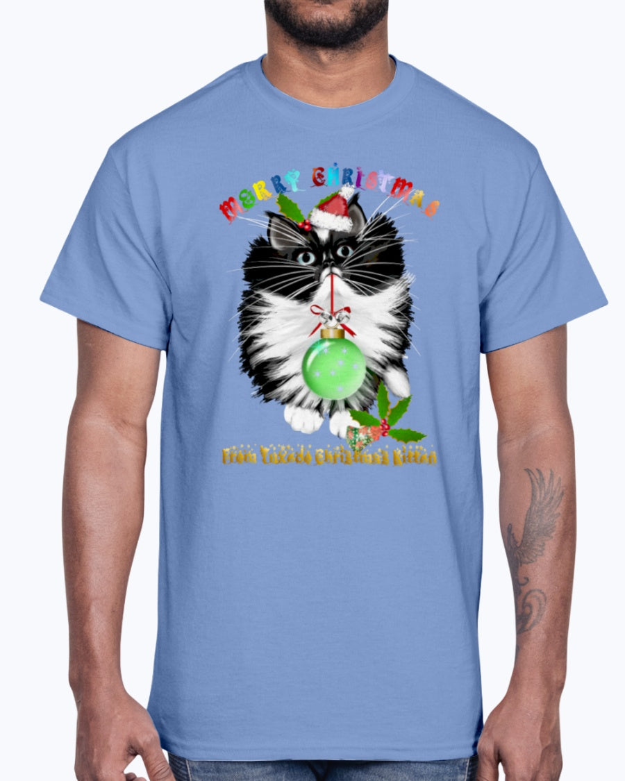 Men's Gildan Ultra Cotton T-Shirt A Tuxedo Kitten Christmas (Mens)