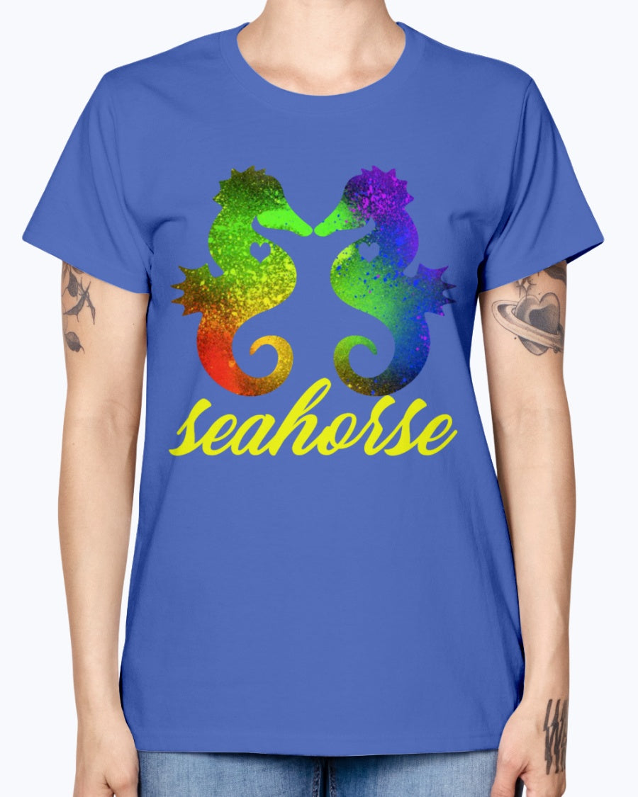 Gildan Ladies Missy T-Shirt Love Seahorse Shirt
