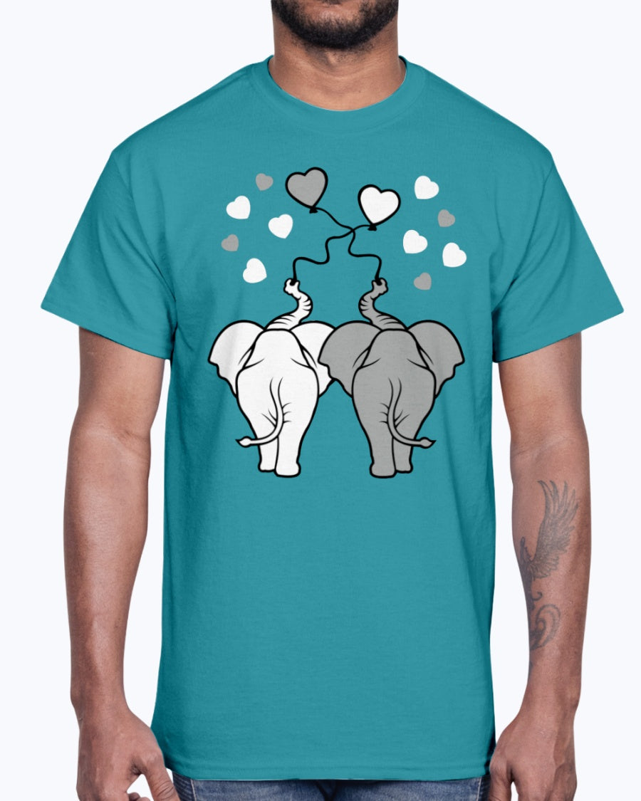 Men's Gildan Ultra Cotton T-Shirt Asphalt elephants in love