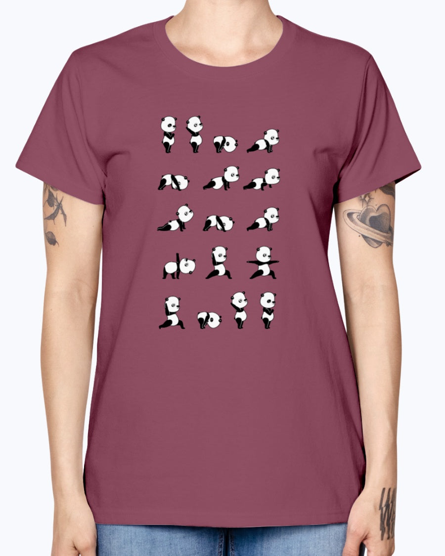 Gildan Ladies Missy T-Shirt . Yoga Panda