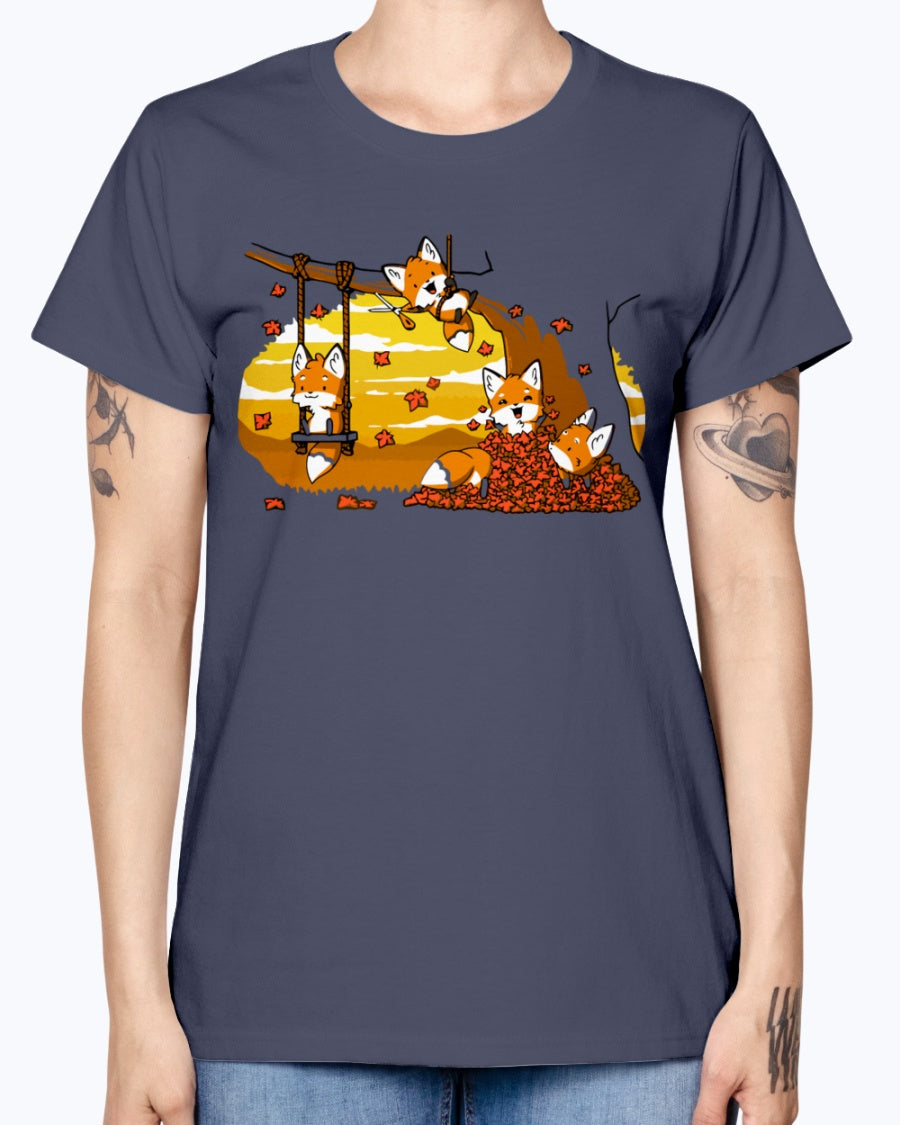Gildan Ladies Missy T-Shirt 16 colors Fall Fox Fun