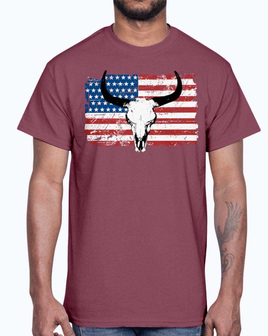 Men's Gildan Ultra Cotton T-Shirt 12 Dark colors Buffalo USA Flag