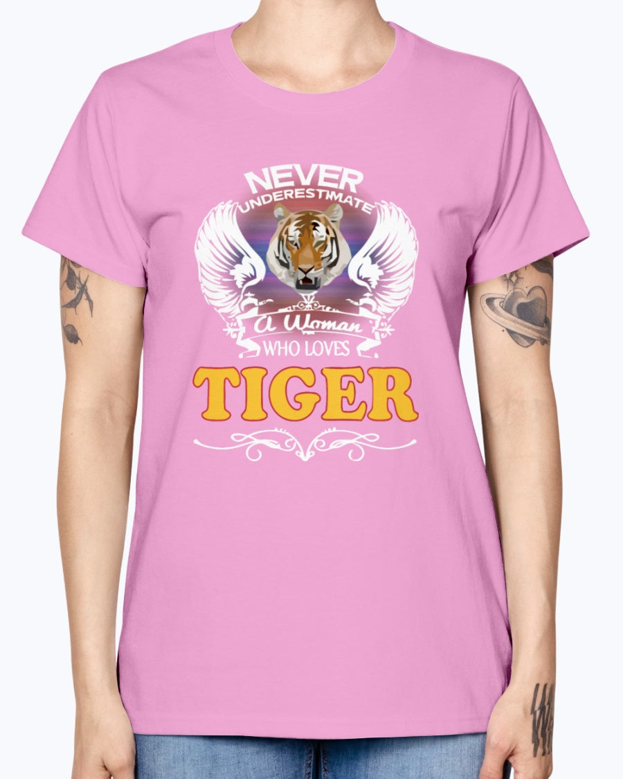 Gildan Ladies Missy T-Shirt 16 colors. A Woman Who Love Tiger