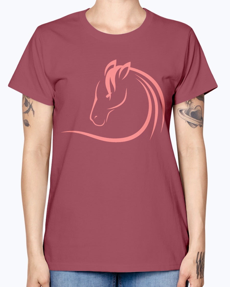 Gildan Ladies Missy T-Shirt . Horse head