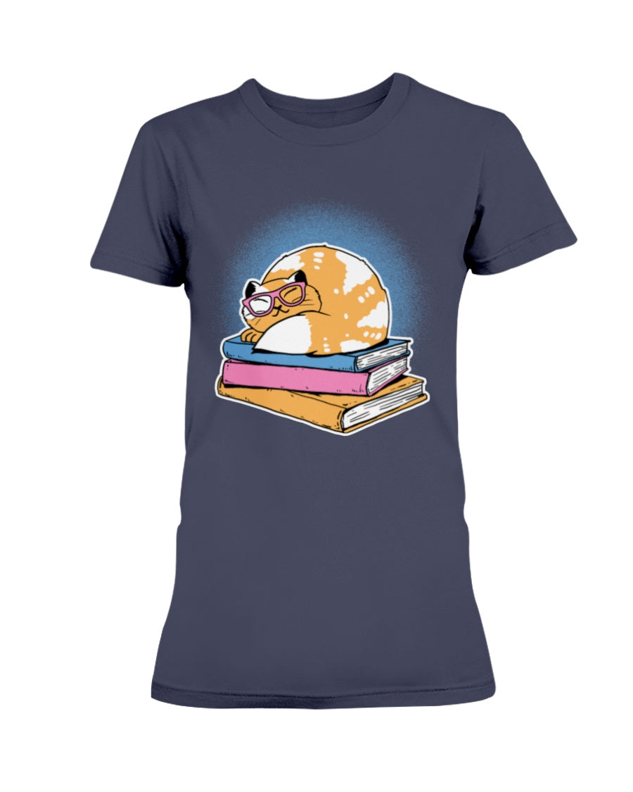 Gildan Ladies Missy T-Shirt Cat and Books