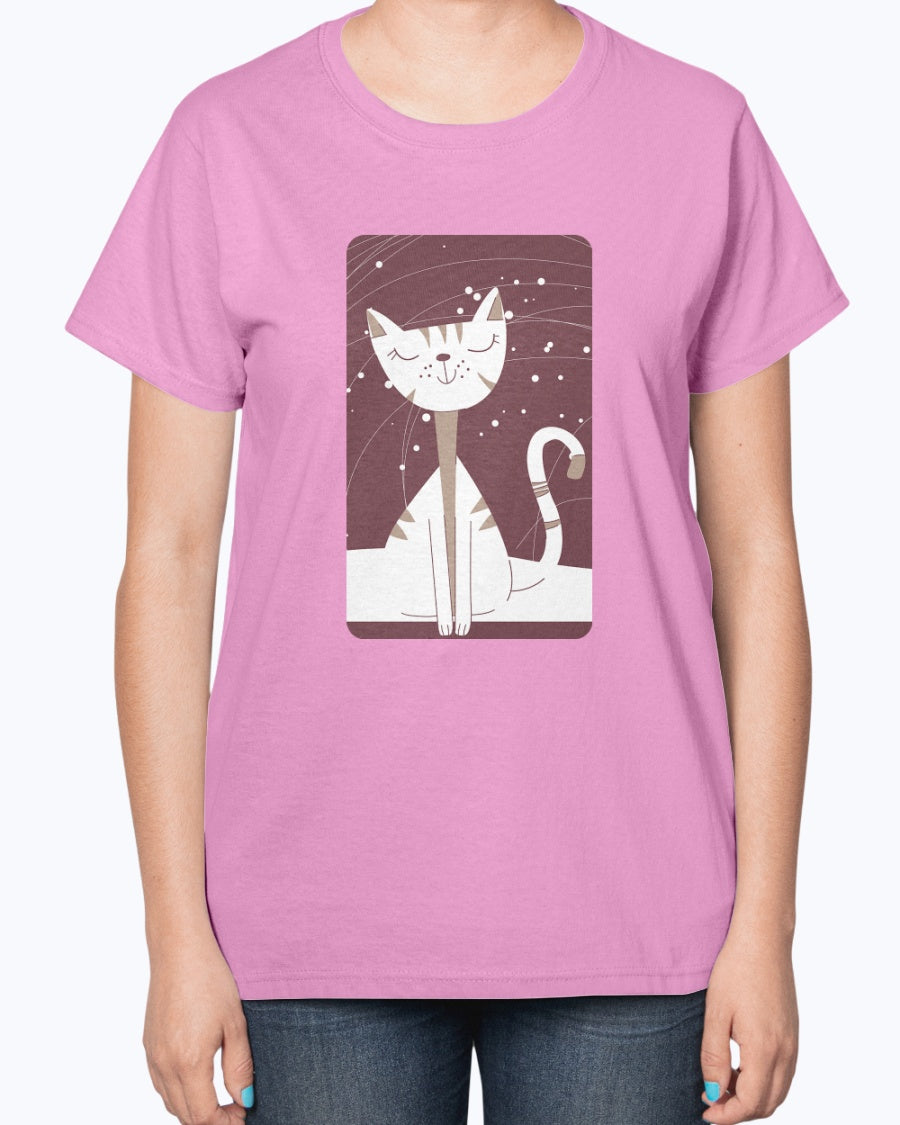 Gildan 2000L Ultra Cotton Ladies T-Shirt 14 colors Light Happy cat, design-2055