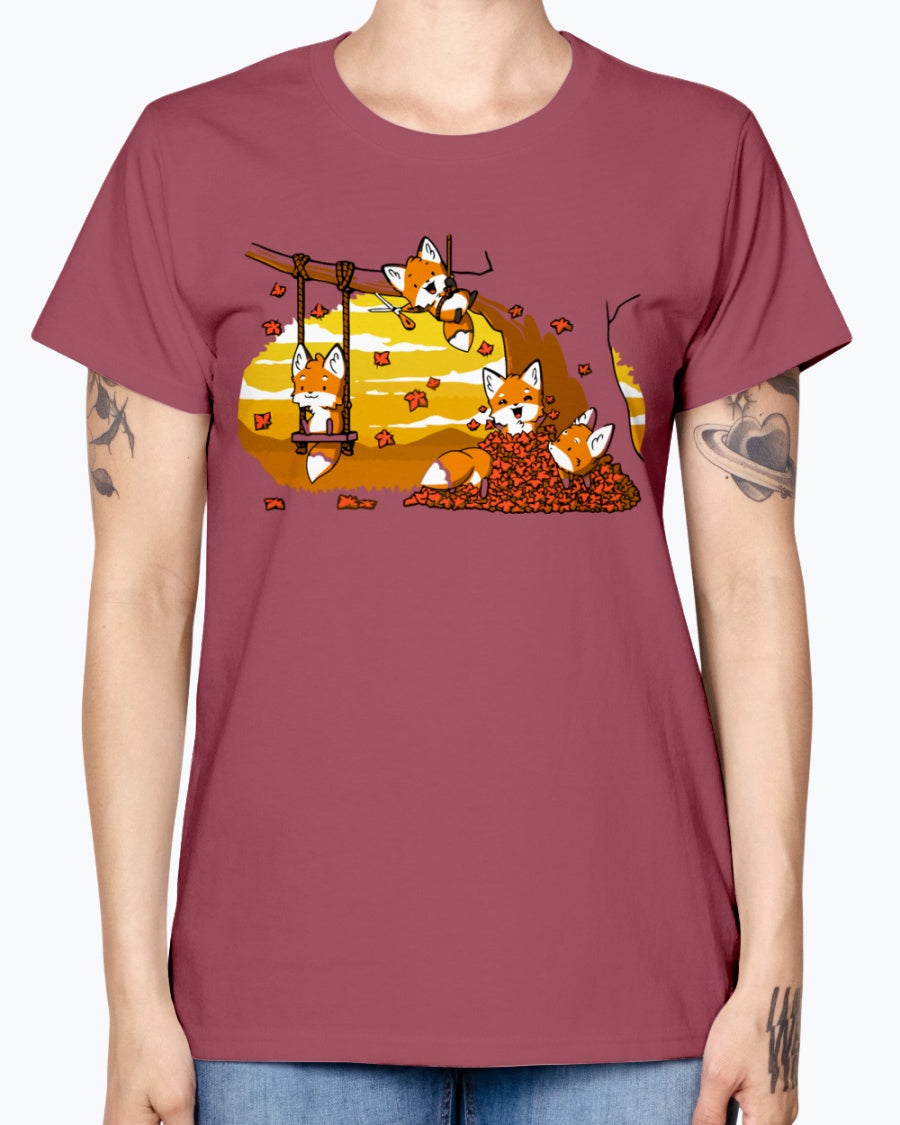 Gildan Ladies Missy T-Shirt 16 colors Fall Fox Fun