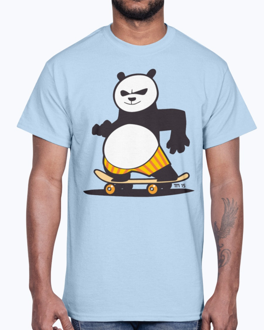 Men's Gildan Ultra Cotton T-Shirt Light Сoloros Skate Panda Kids&apos