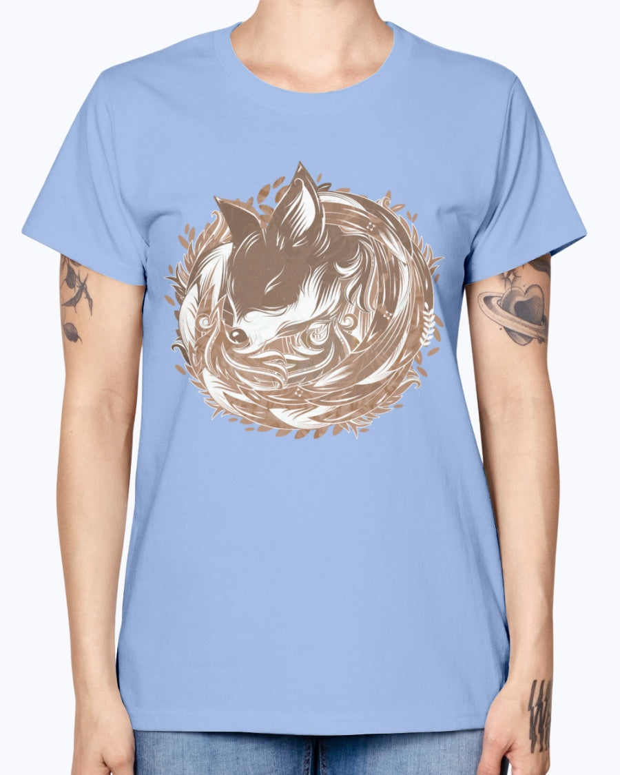 Gildan Ladies Missy T-Shirt 16 colors A fox at the Burrow