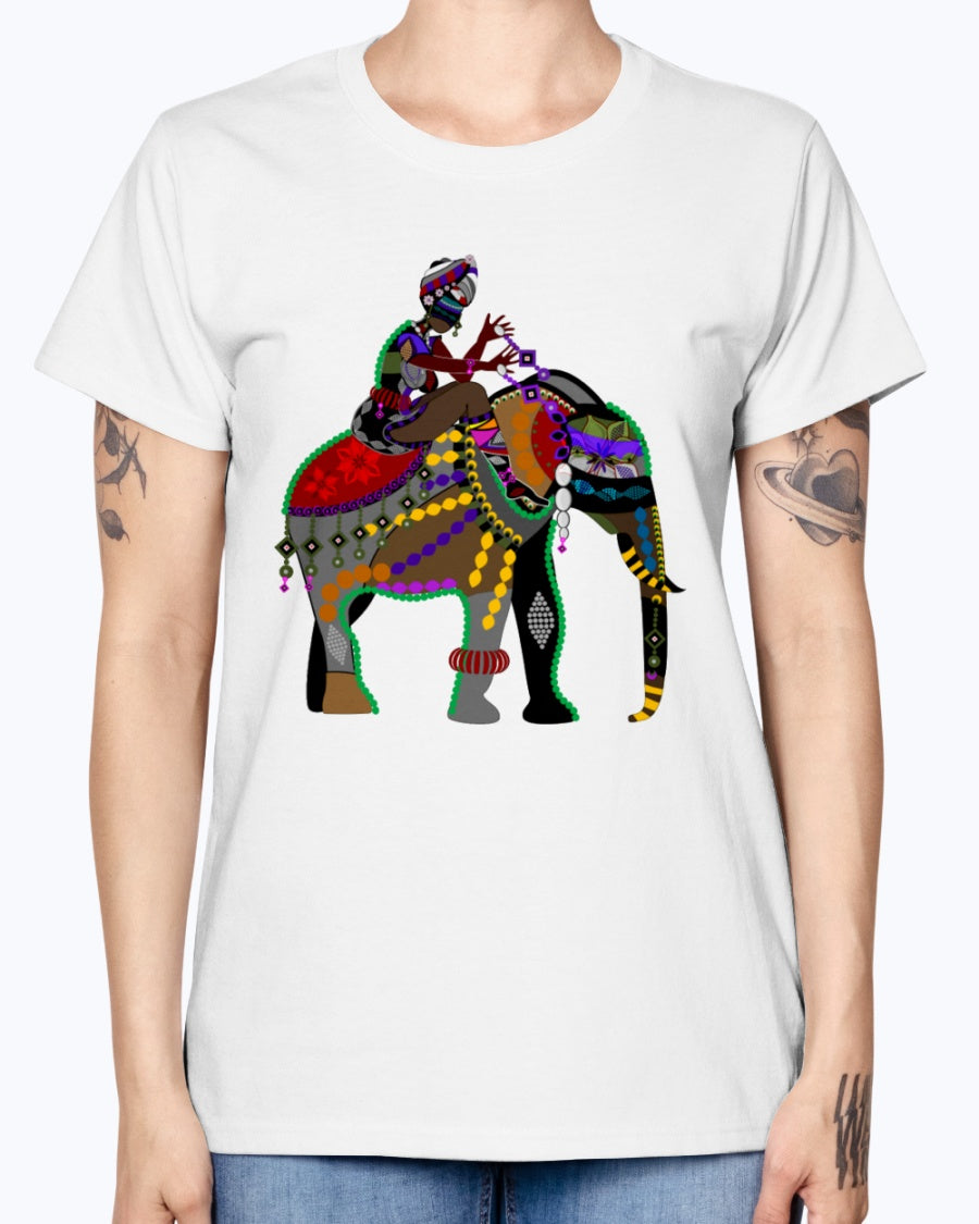 Gildan Ladies Missy T-Shirt Africa elephant art