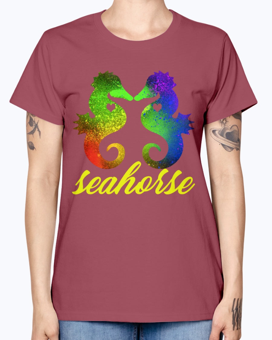 Gildan Ladies Missy T-Shirt Love Seahorse Shirt