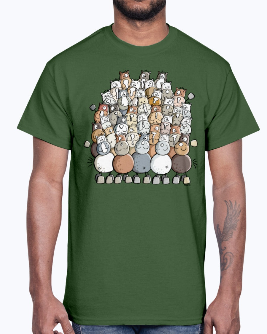 Men's Gildan Ultra Cotton T-Shirt Colorful pile of horses