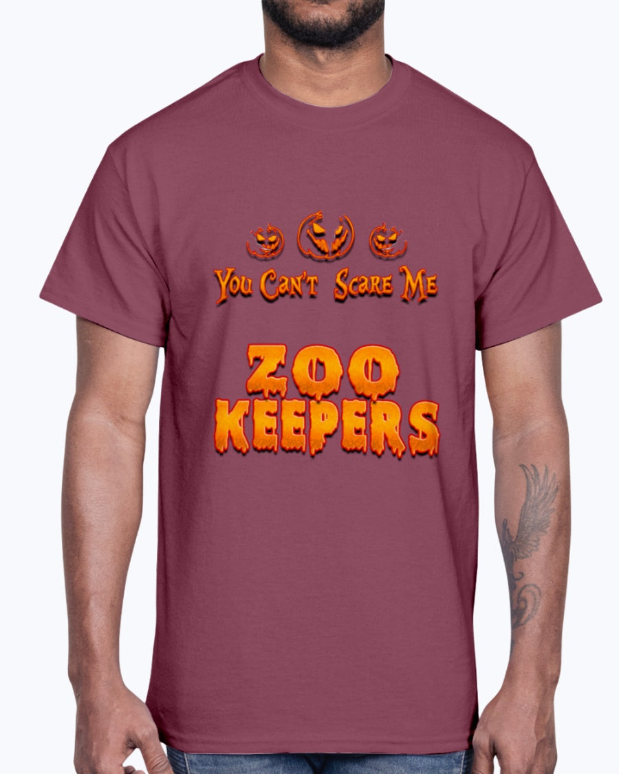 Men's Gildan Ultra Cotton T-Shirt .You Can't Scare Me I Am A Zoo Keepers Halloween