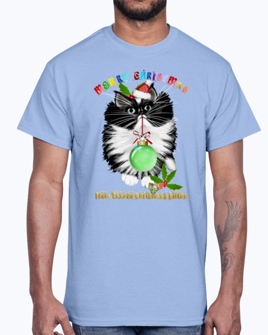 Men's Gildan Ultra Cotton T-Shirt A Tuxedo Kitten Christmas (Mens)