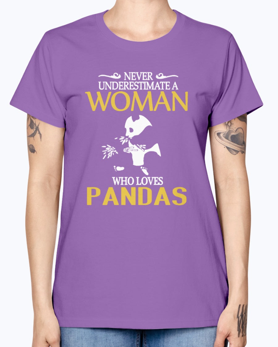 Gildan Ladies Missy T-Shirt . Women Pandas Shirt