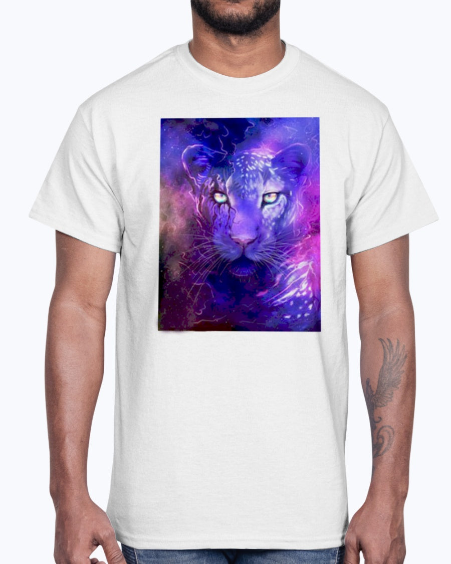 Men's Gildan Ultra Cotton T-Shirt 12 Dark colors Glowing leopard