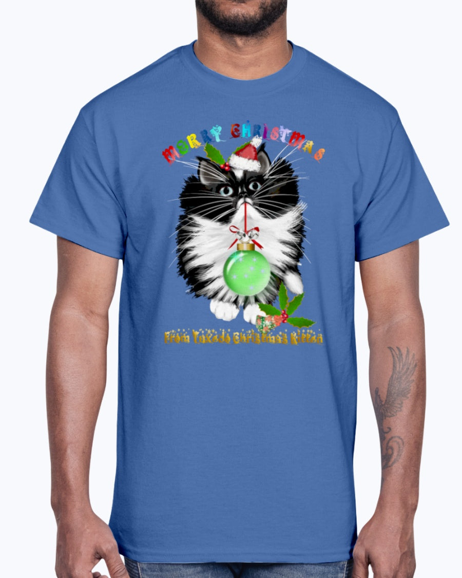 Men's Gildan Ultra Cotton T-Shirt A Tuxedo Kitten Christmas (Mens)