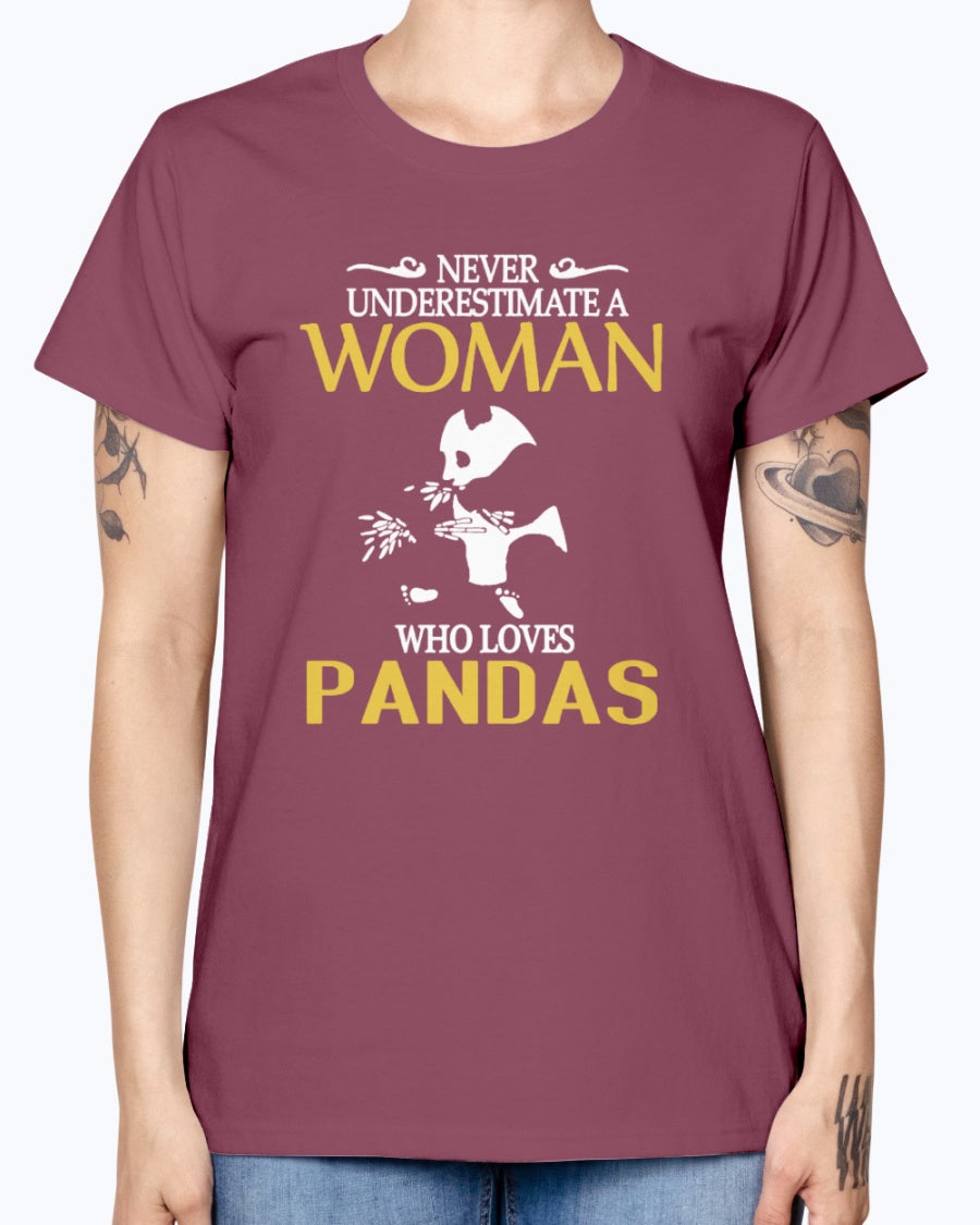 Gildan Ladies Missy T-Shirt . Women Pandas Shirt