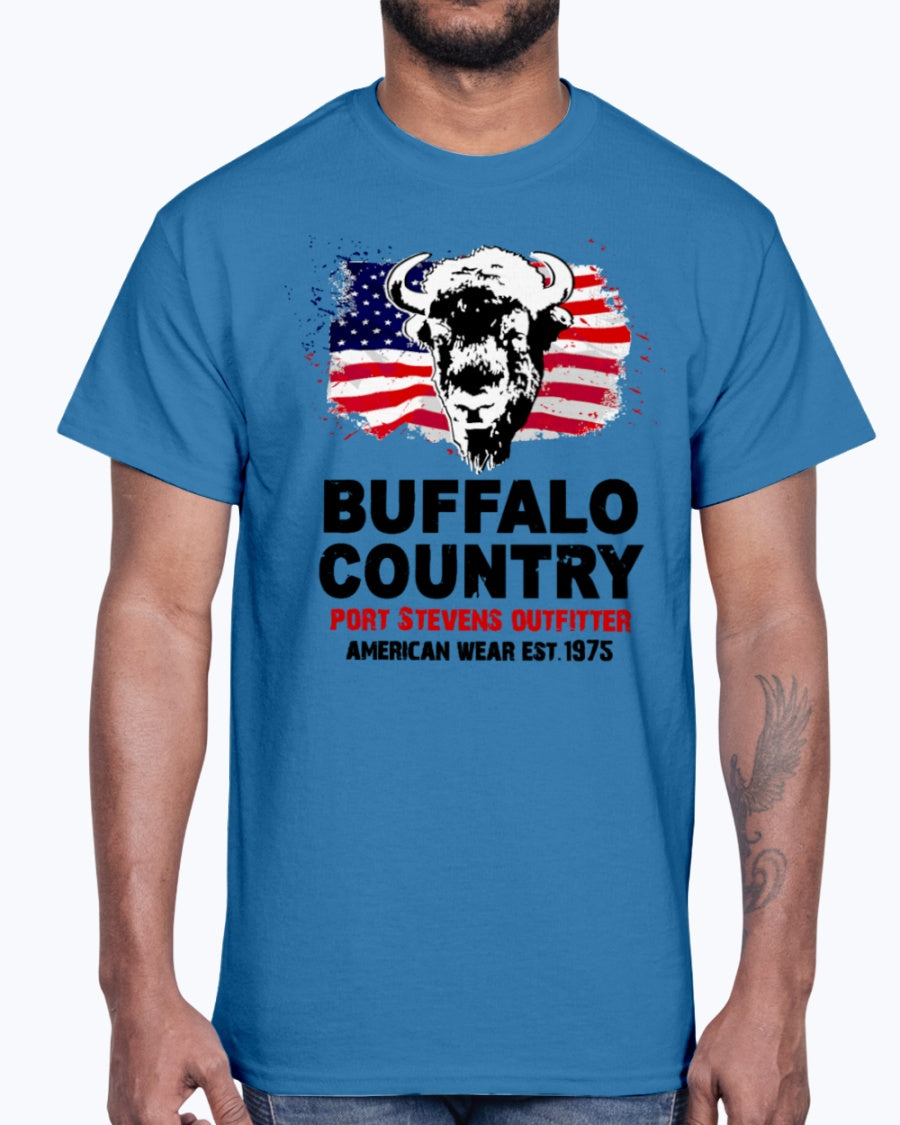Men's Gildan Ultra Cotton T-Shirt 12 Dark colors Buffalo Country
