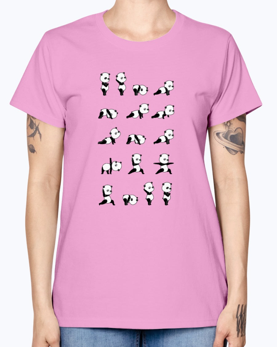 Gildan Ladies Missy T-Shirt . Yoga Panda