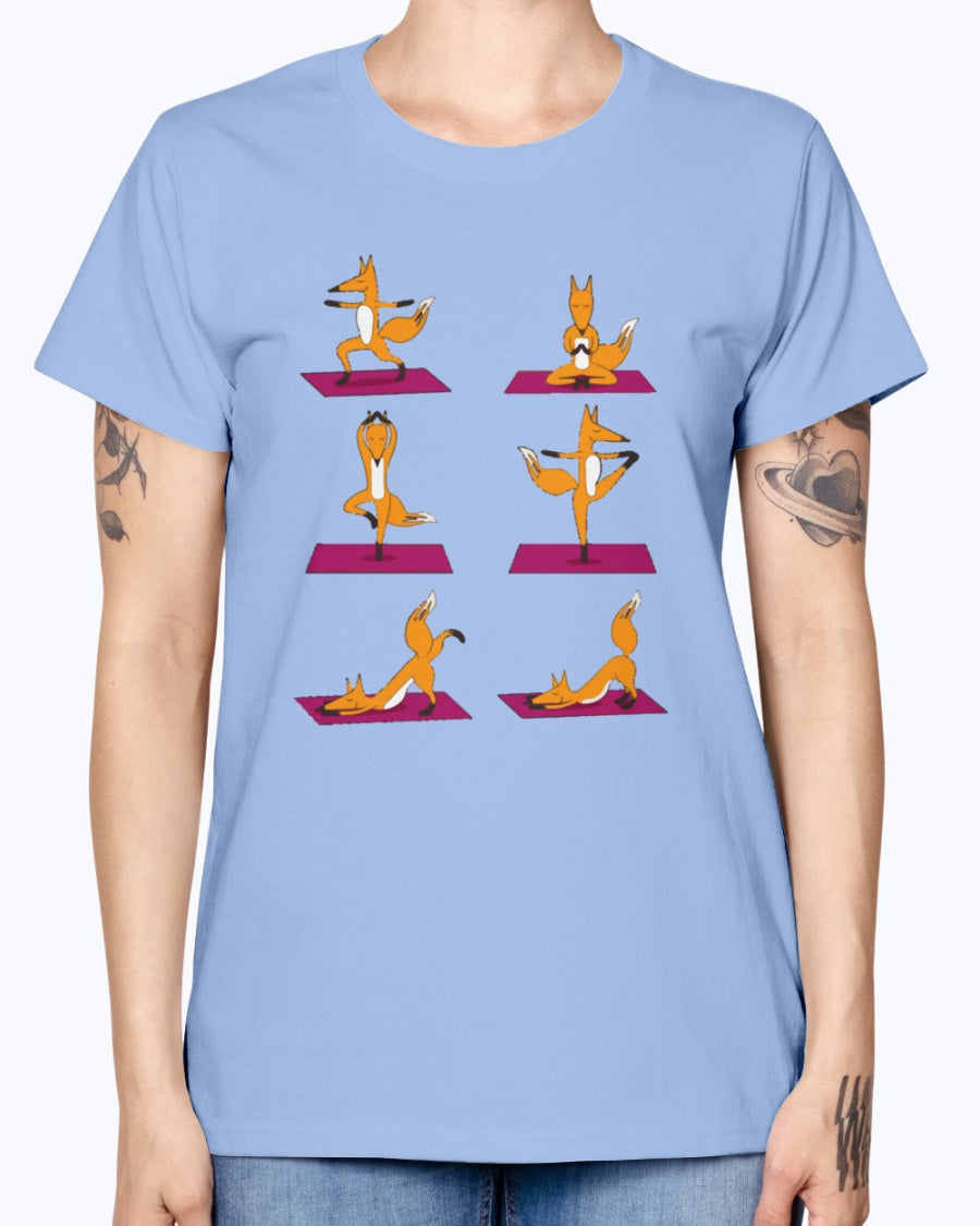 Gildan Ladies Missy T-Shirt 16 colors FOX YOGA LOVE