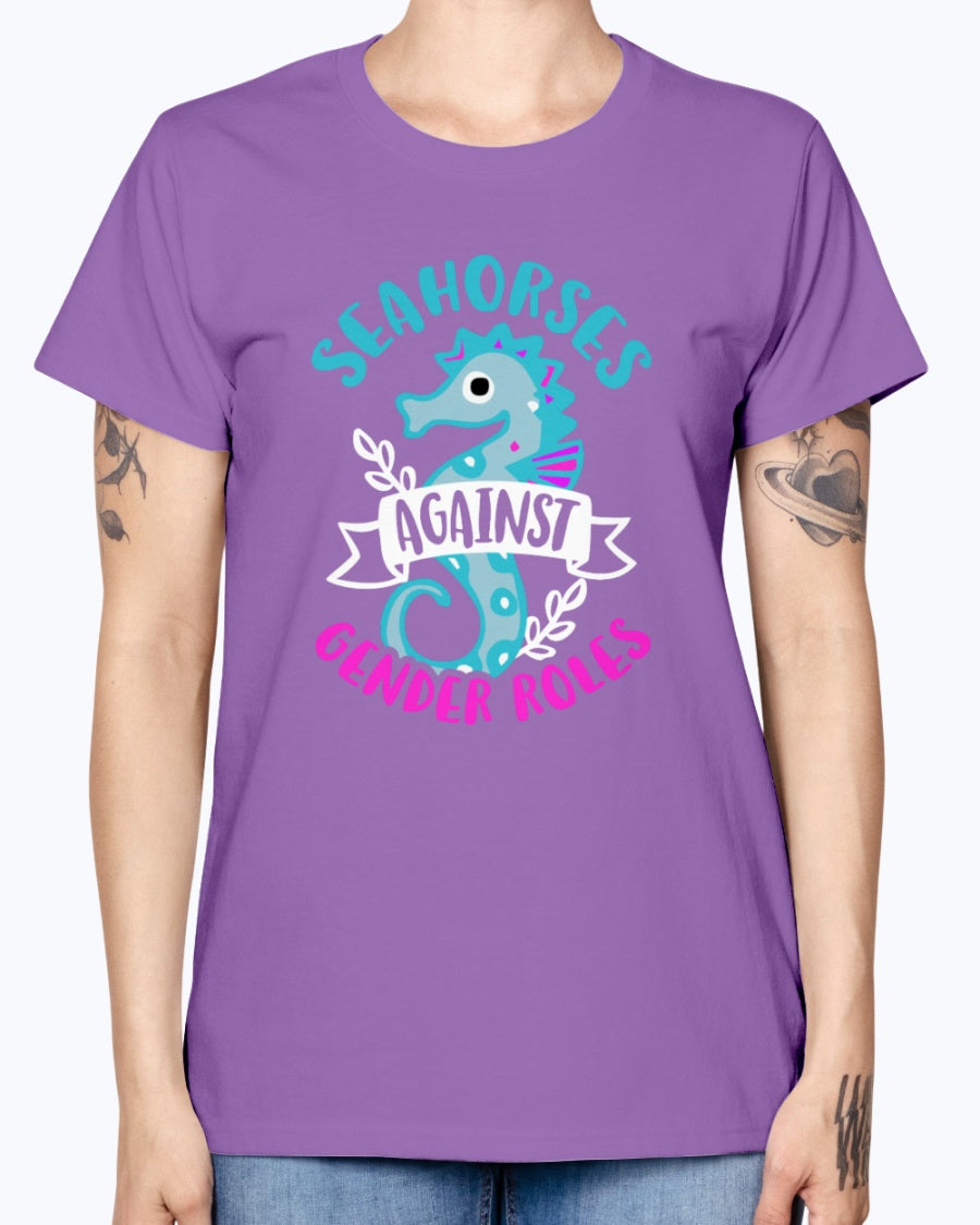Gildan Ladies Missy T-Shirt. Seahorses against Gender Roles