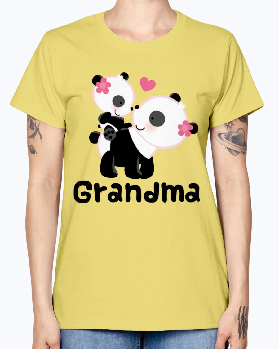 Gildan Ladies Missy T-Shirt. Grandma Gift (Panda) Women's