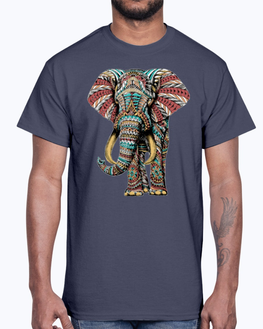 G2000 Unisex Ultra Cotton T-Shirt 12 Colors. Ornate Elephant Color Version