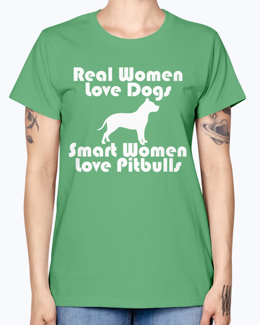 Gildan Ladies Missy T-Shirt Smart women love pitbulls copy