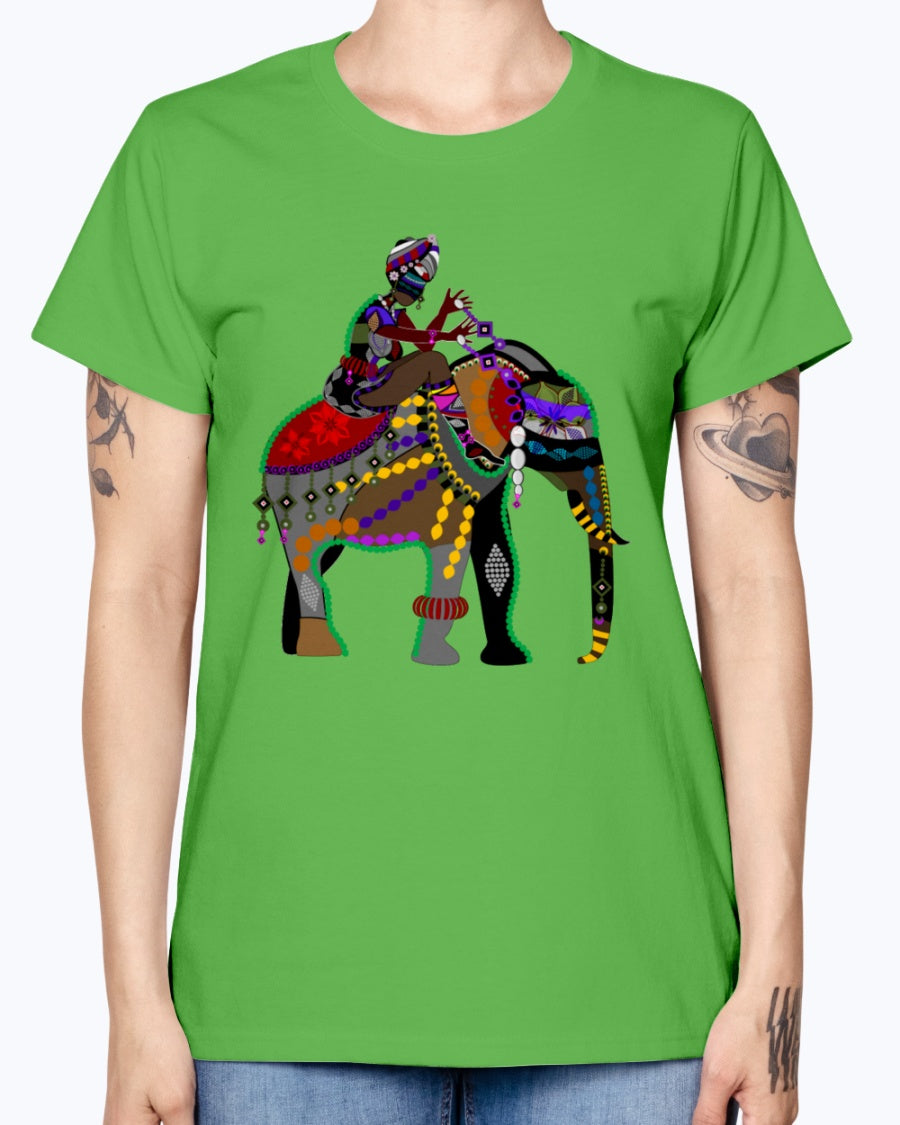 Gildan Ladies Missy T-Shirt Africa elephant art