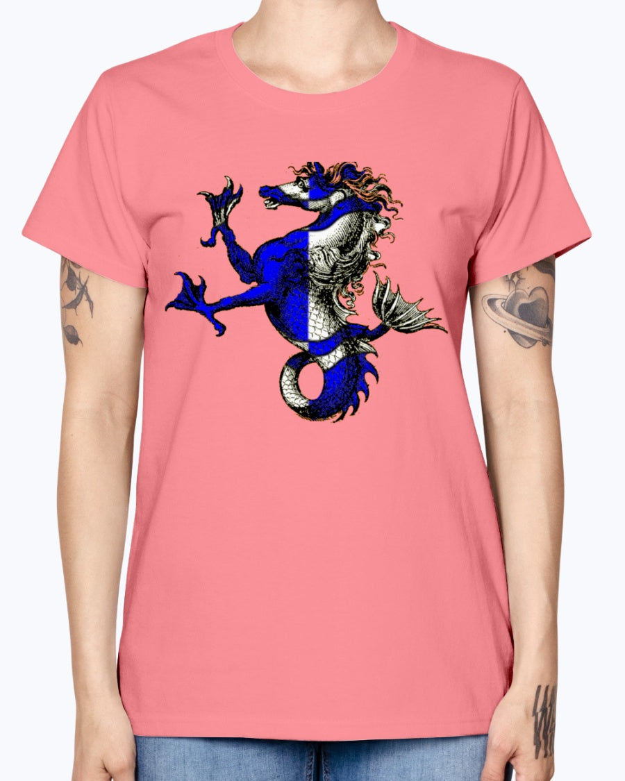 Gildan Ladies Missy T-Shirt Atlantia heraldic seahorse