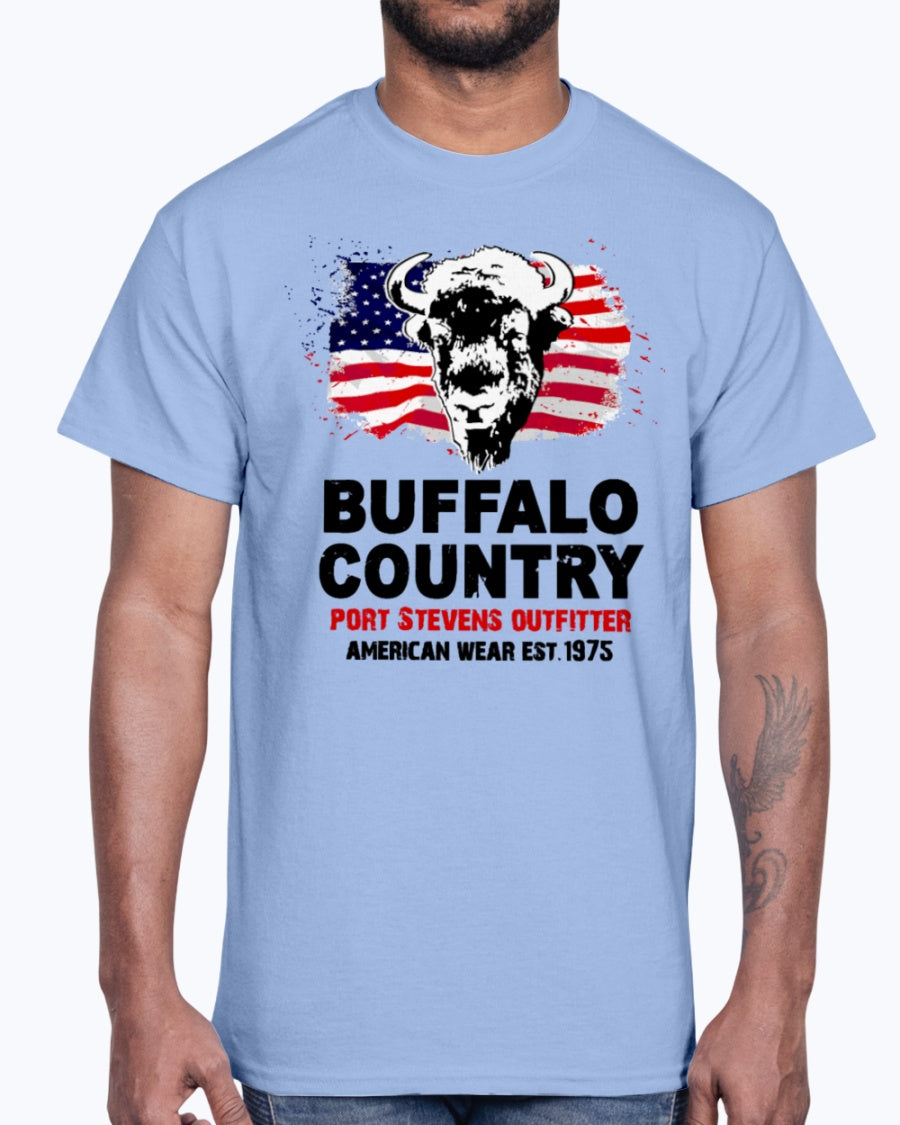 Men's Gildan Ultra Cotton T-Shirt 12 Dark colors Buffalo Country