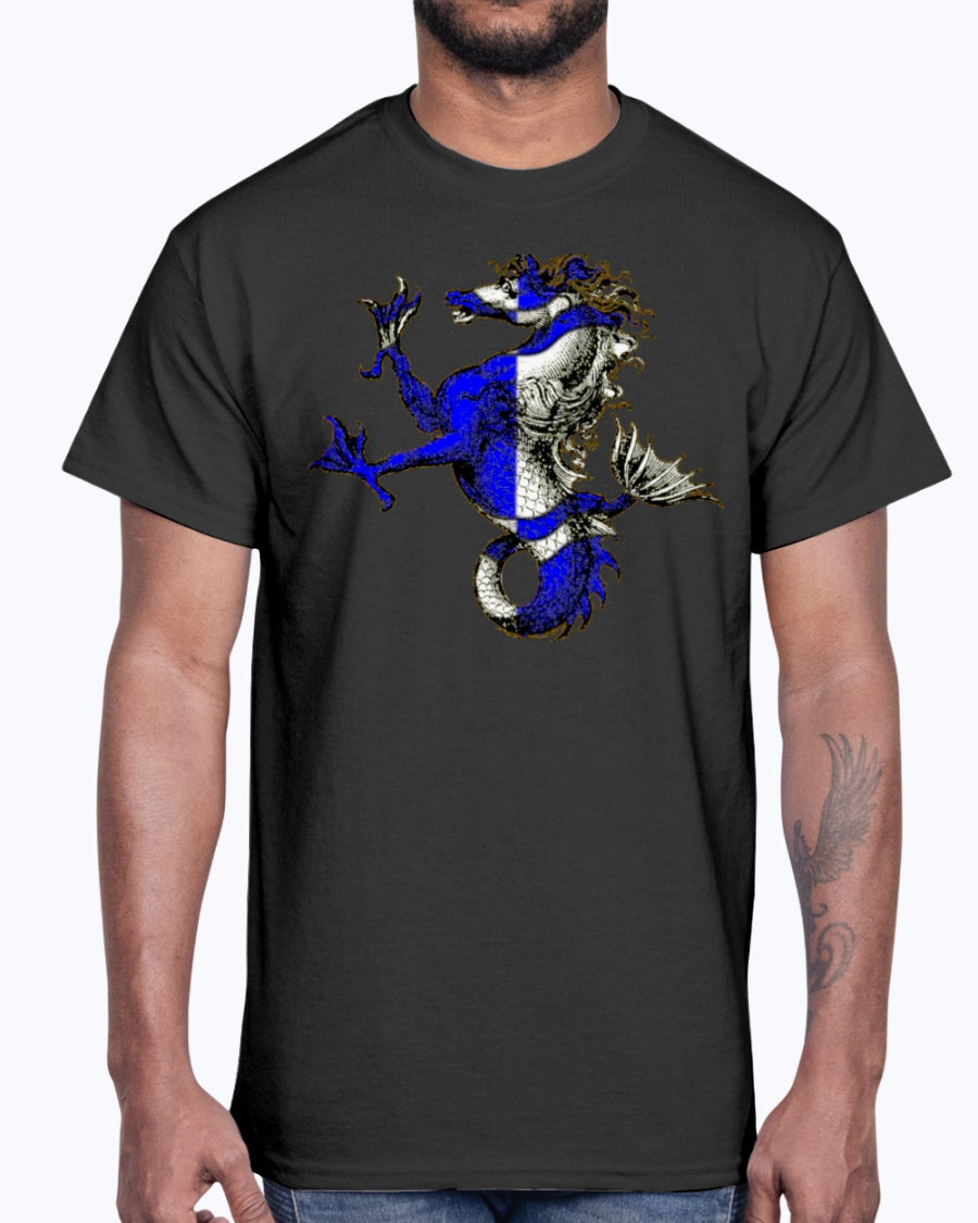 Men's Gildan Ultra Cotton T-Shirt .Atlantia heraldic seahorse
